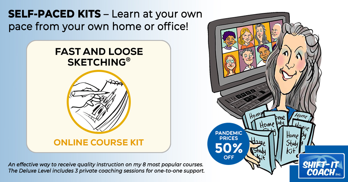 Fast & Loose Sketching home study kit logo banner with Christina Merkley