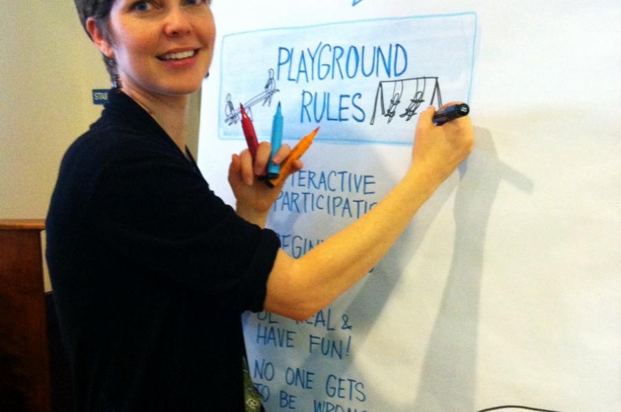 Katherine at the board: Graphic Facilitating at 